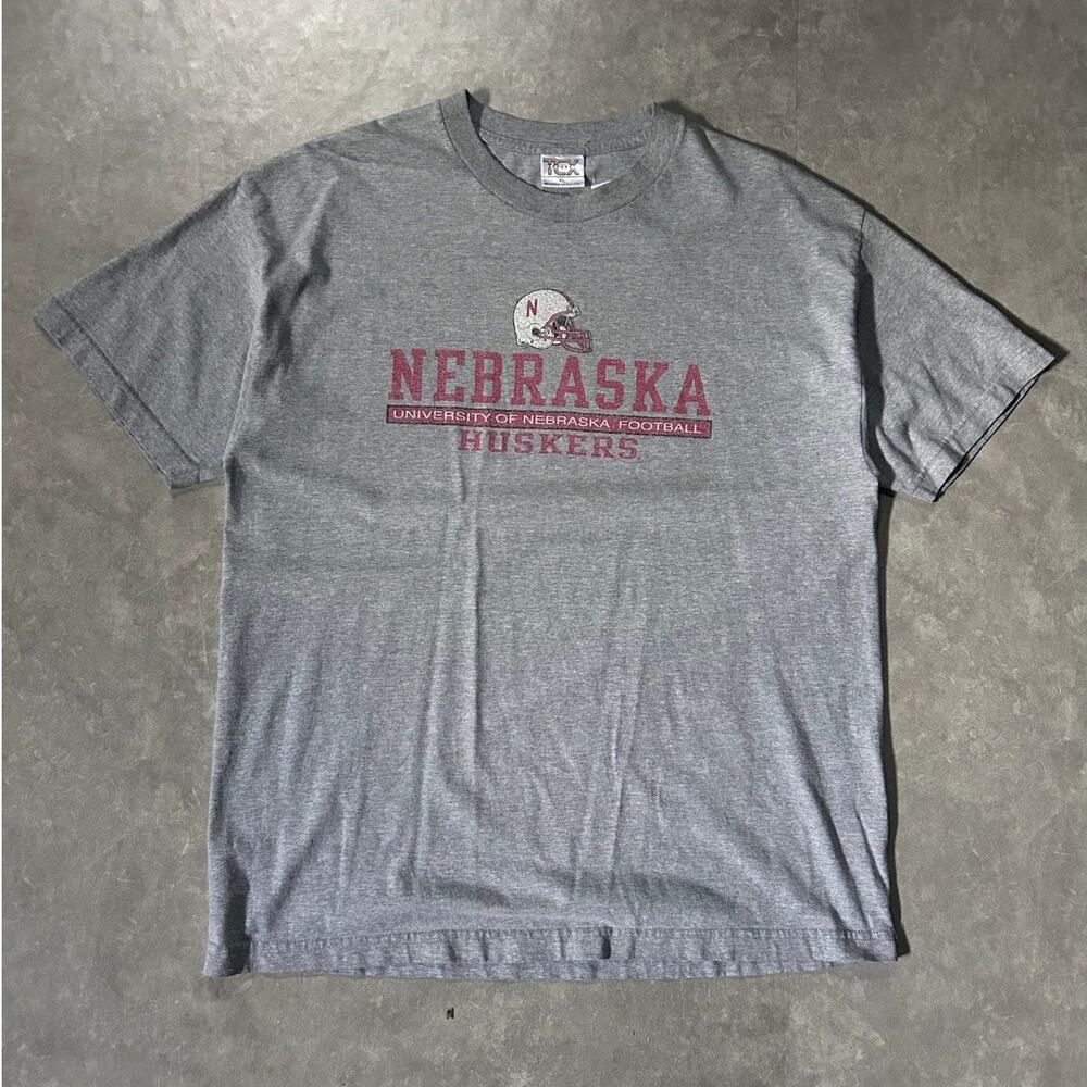 90's Vintage Nebraska Cornhuskers Football Grey T-Shirt -XL